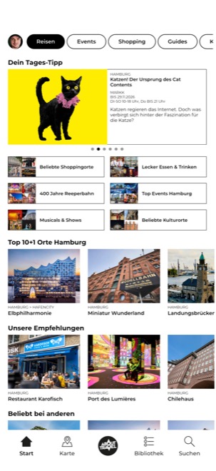 Startseite der Hamburg App mit Tagestipp